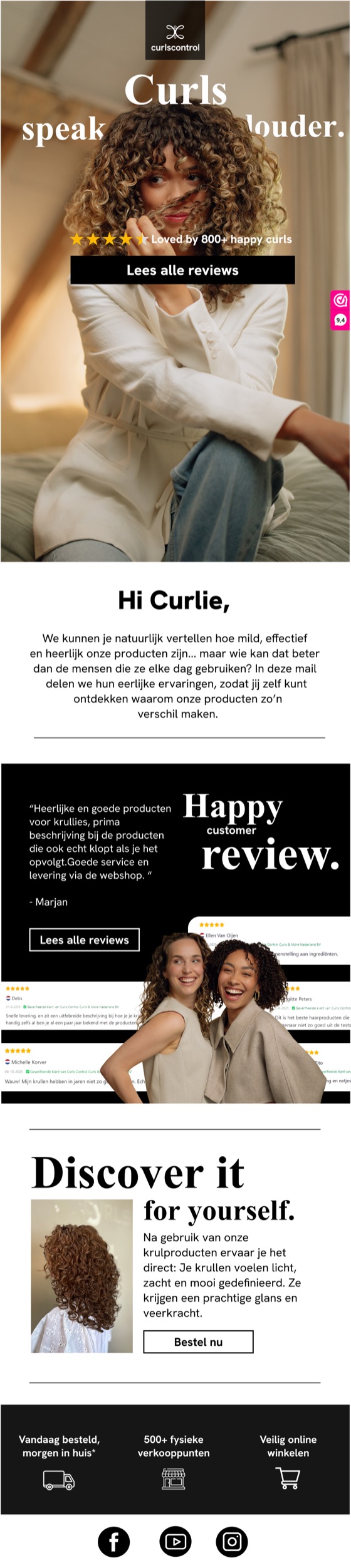 Email we designed for a client